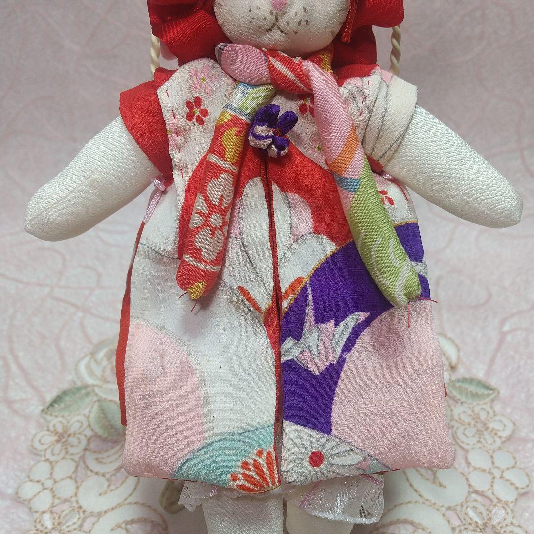 ちりめん細工 創作人形 おめかしうさぎ - メルカリ