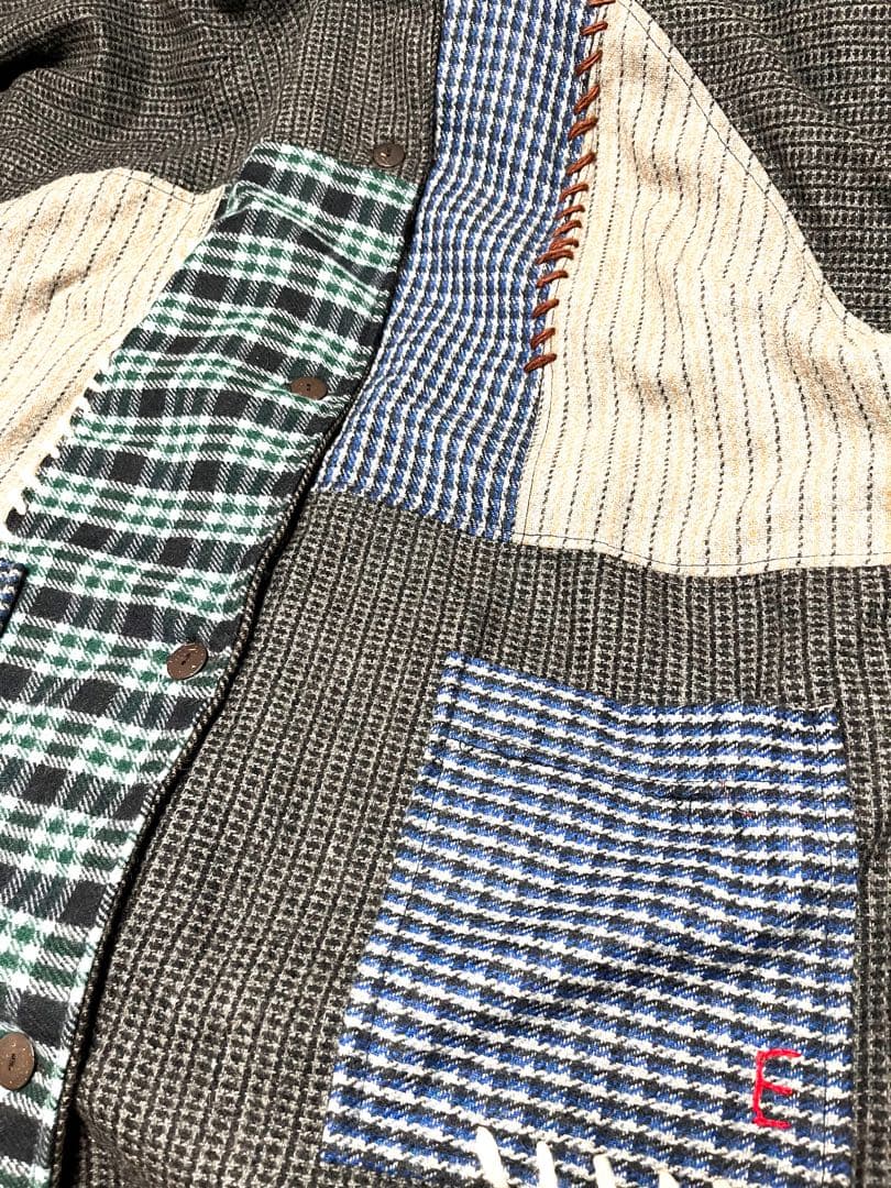 EL RODEO 異素材パッチワークウールコート 大きいサイズ オーバーサイズ