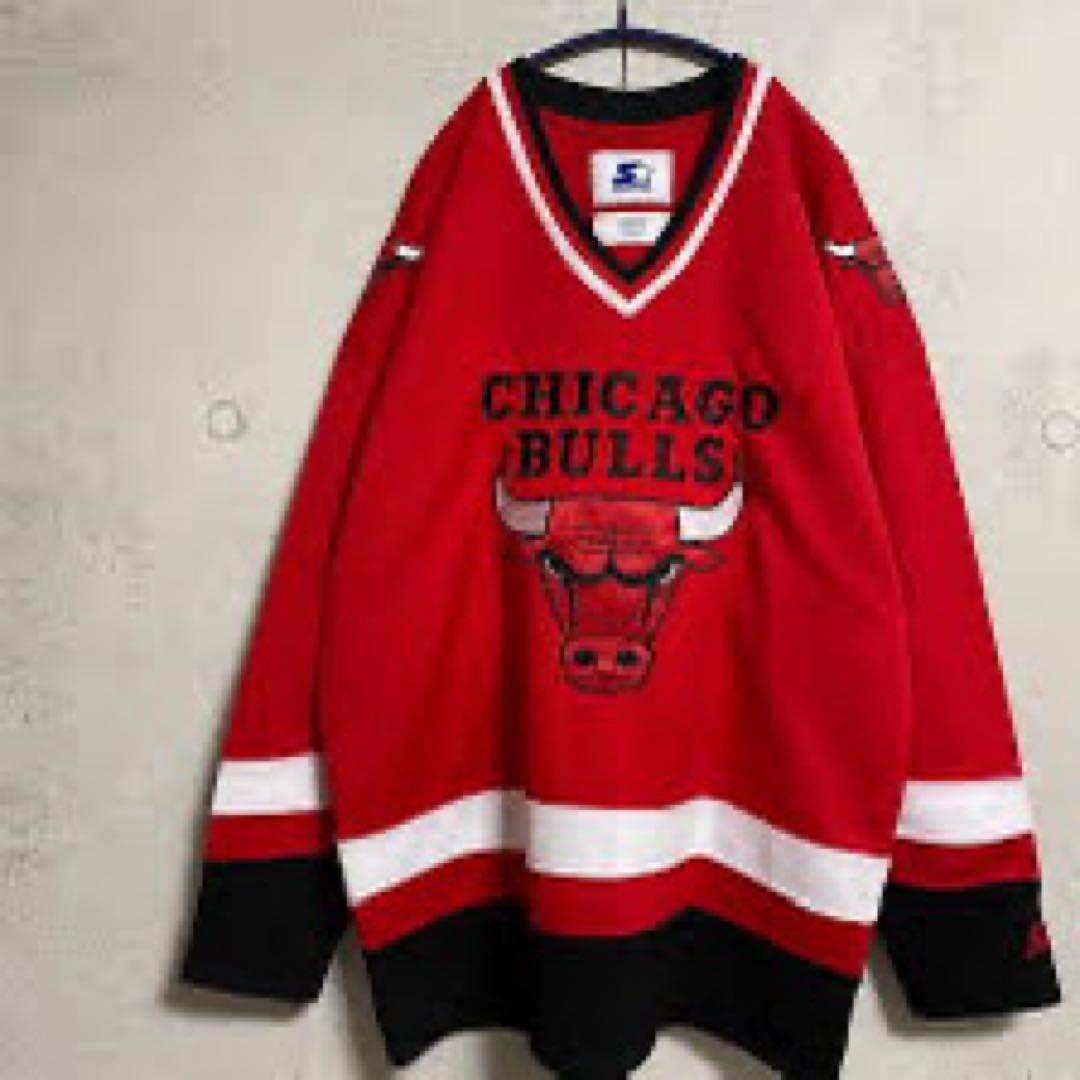即日発送 STARTER シカゴ・ブルズ ジャージ XLサイズ 90s STARTERスターター NBA BULLS シカゴ ブルズ ナイロンスタジャン