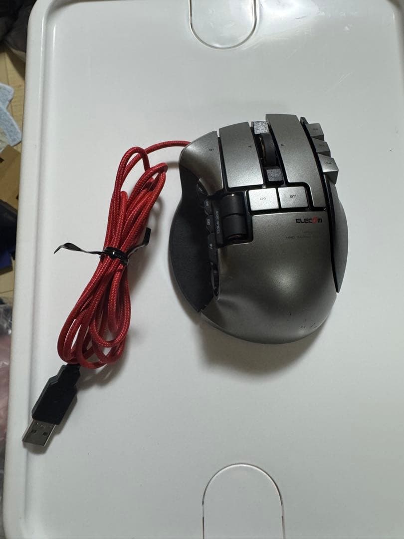 【希少】ELECOM M-DUX70BK多ボタン レシーバー有 DUX”MMOゲーミングマウス(2パソコン操作19ボタン) - M-DUX70BK