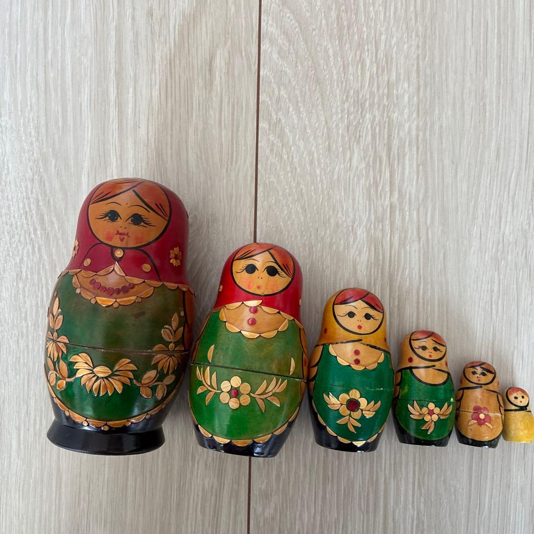 ロシア製 マトリョーシカ人形ヴィンテージ ストロー細工 6P - メルカリ