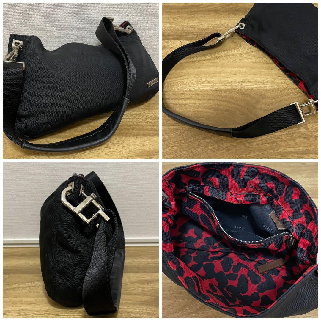 《美品》ボッテガヴェネタ ナイロン×レザー セミショルダーバッグ ブラック 黒
