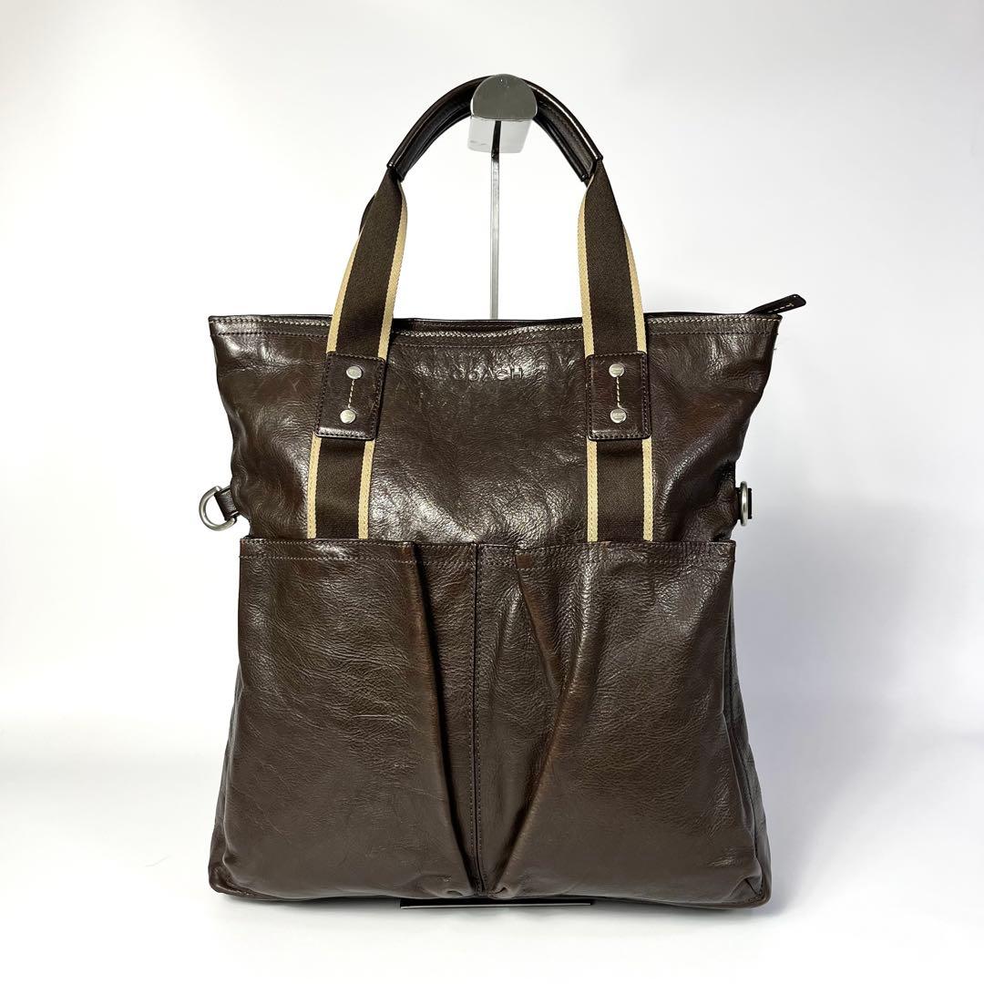 美品 コーチ 2way トートバッグ ショルダー レザー ブラウン 茶 998