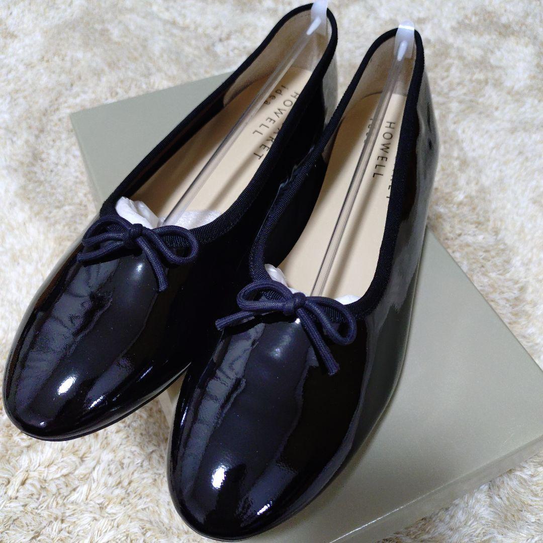 マーガレットハウエル エナメルバレーシューズ 23.5cm ブラック