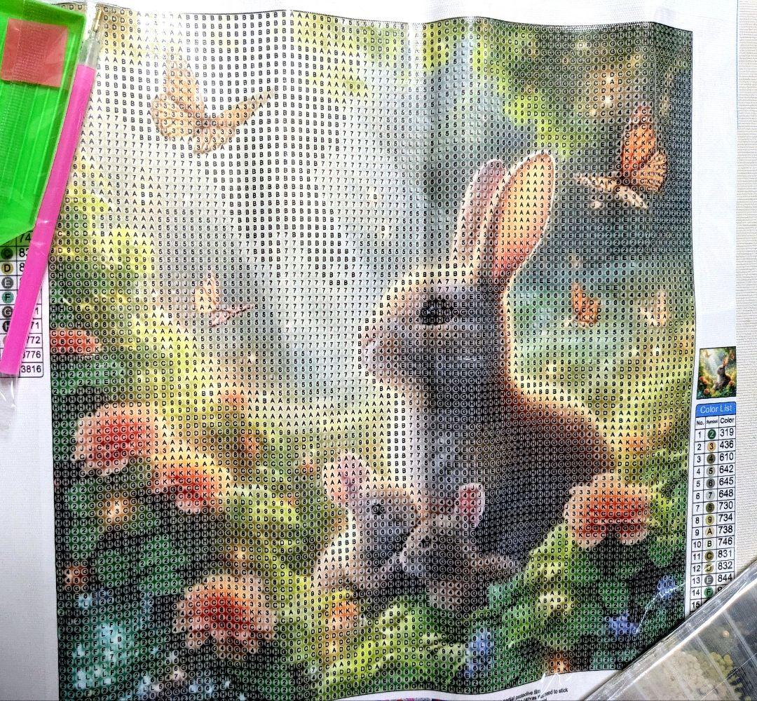 ダイヤモンドアート30×30木漏れ日とウサギの親子 兎 作成キット - メルカリ