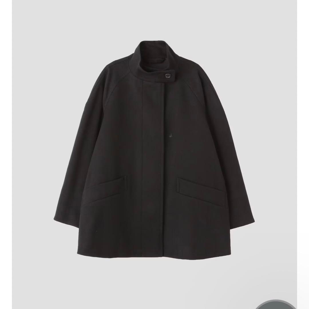 美品2023マーガレットハウエル ミルドウールコート スタンドカラー 黒