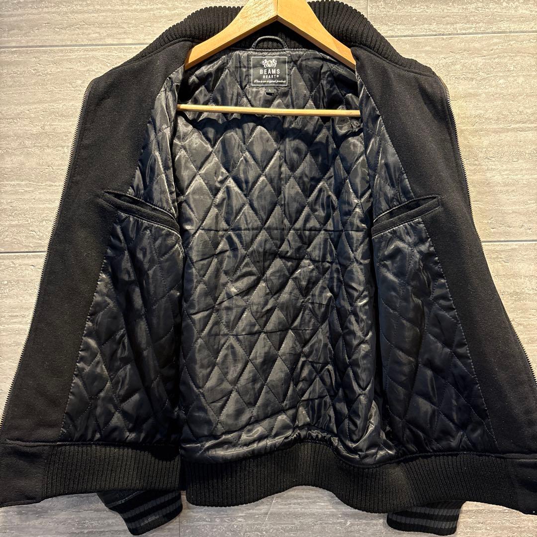 BEAMS HEART スタジャン L ブラック 袖レザー ダブルジップ - メルカリ