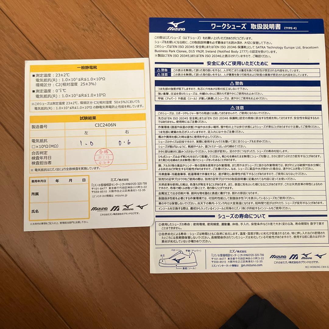 ミズノ　静電安全靴　PRIME FIT AG11L 25.0cm EEE