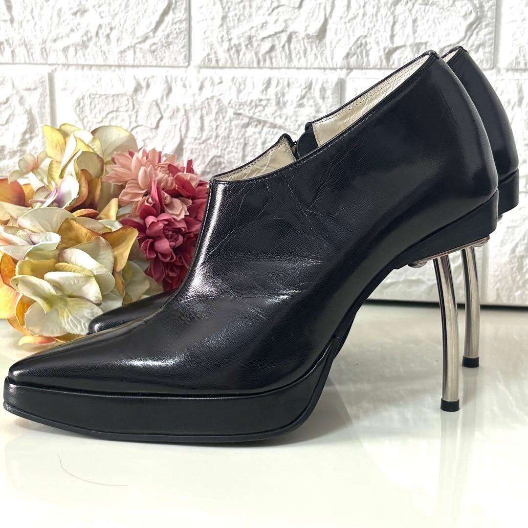 【希少】MIHARA YASUHIRO メタルヒール ブーティ 黒 22.5cm