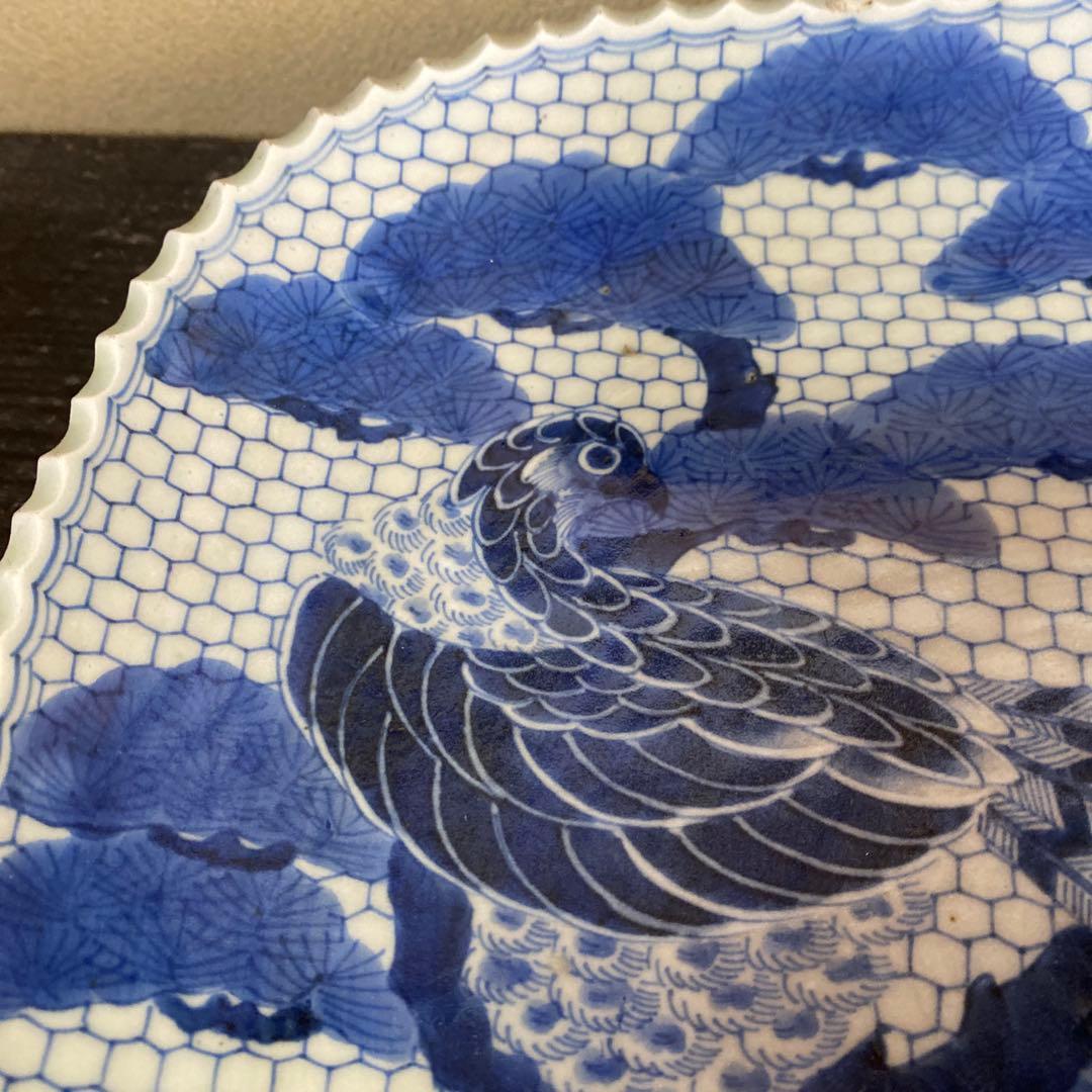 古伊万里江戸後期染付鷹狩り図大皿 - メルカリ