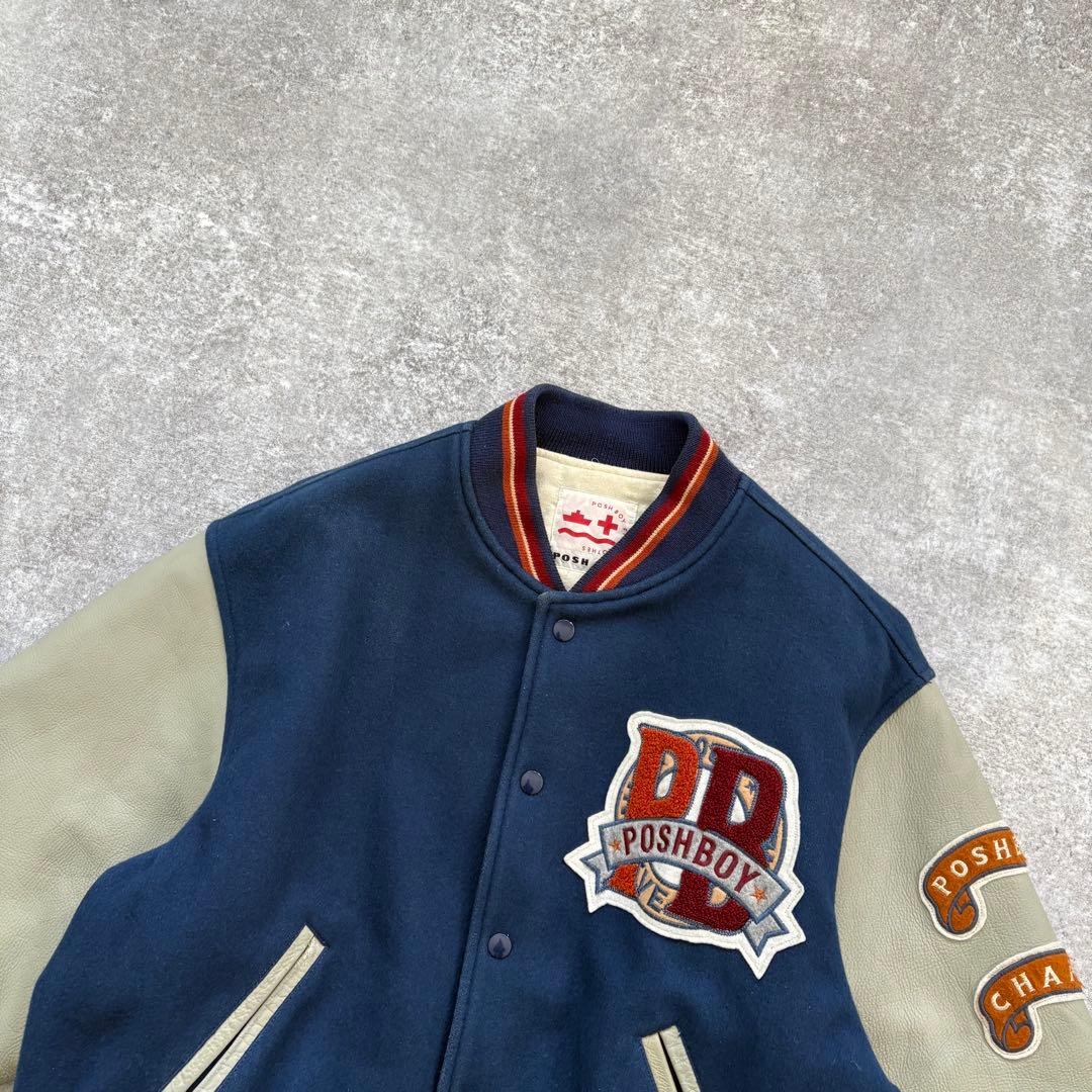 POSH BOY】 ポッシュボーイ 80s スタジャン 袖革 ヴィンテージ 青