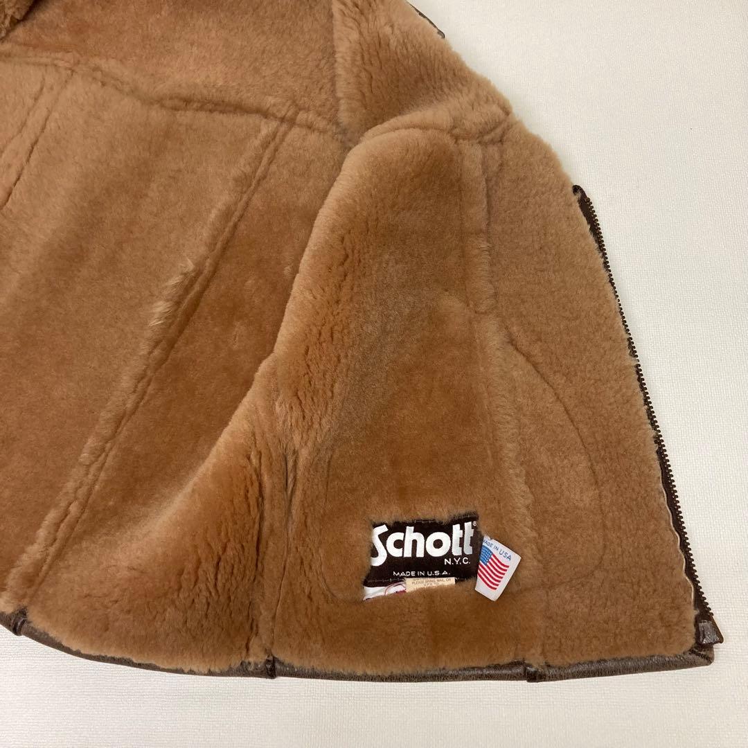 マツ様専用】☆Schott ムートンベスト/レザーベスト M羊革/本革 USA