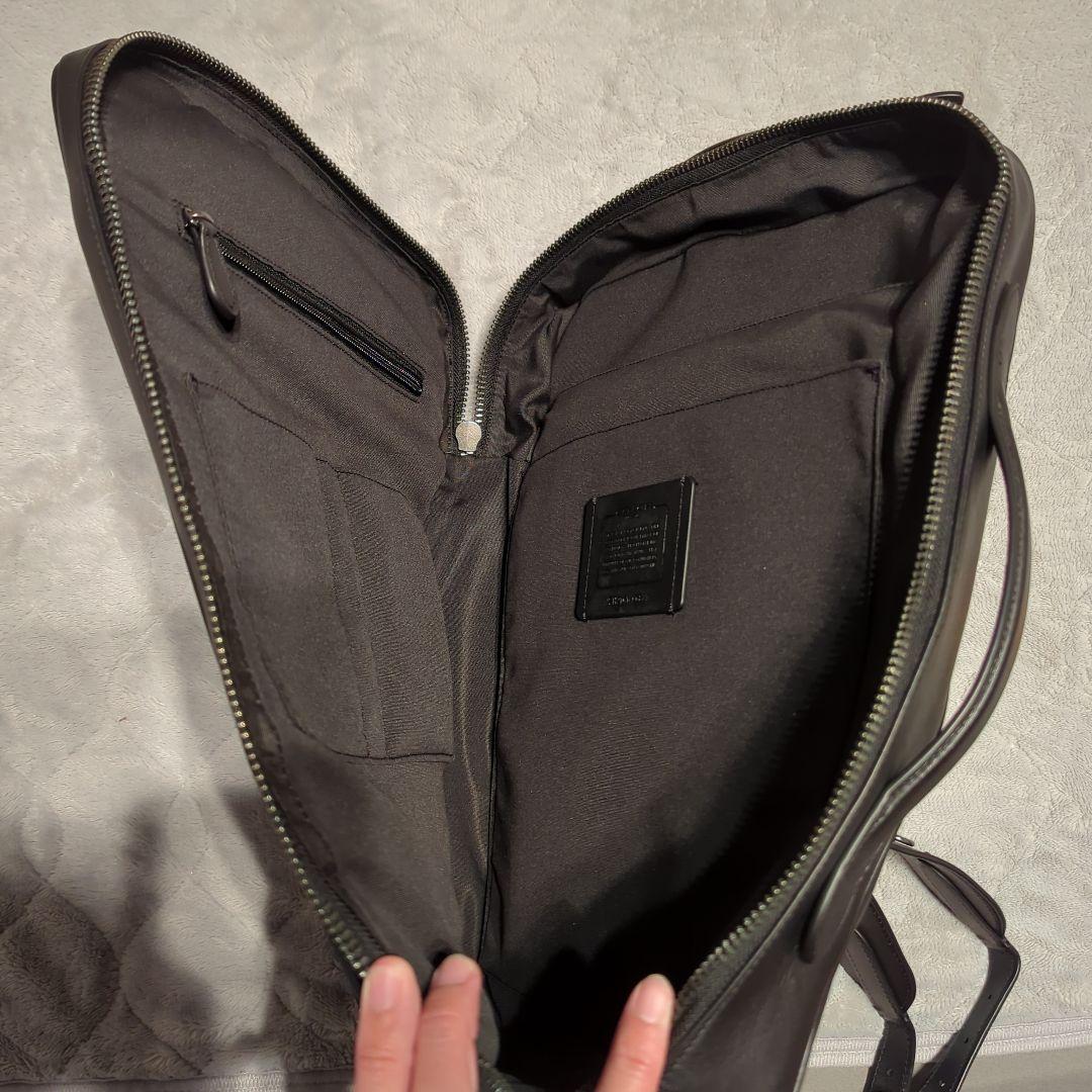 使用回数5日】COACH ブラック レザービジネスバッグ リュック紐収納可