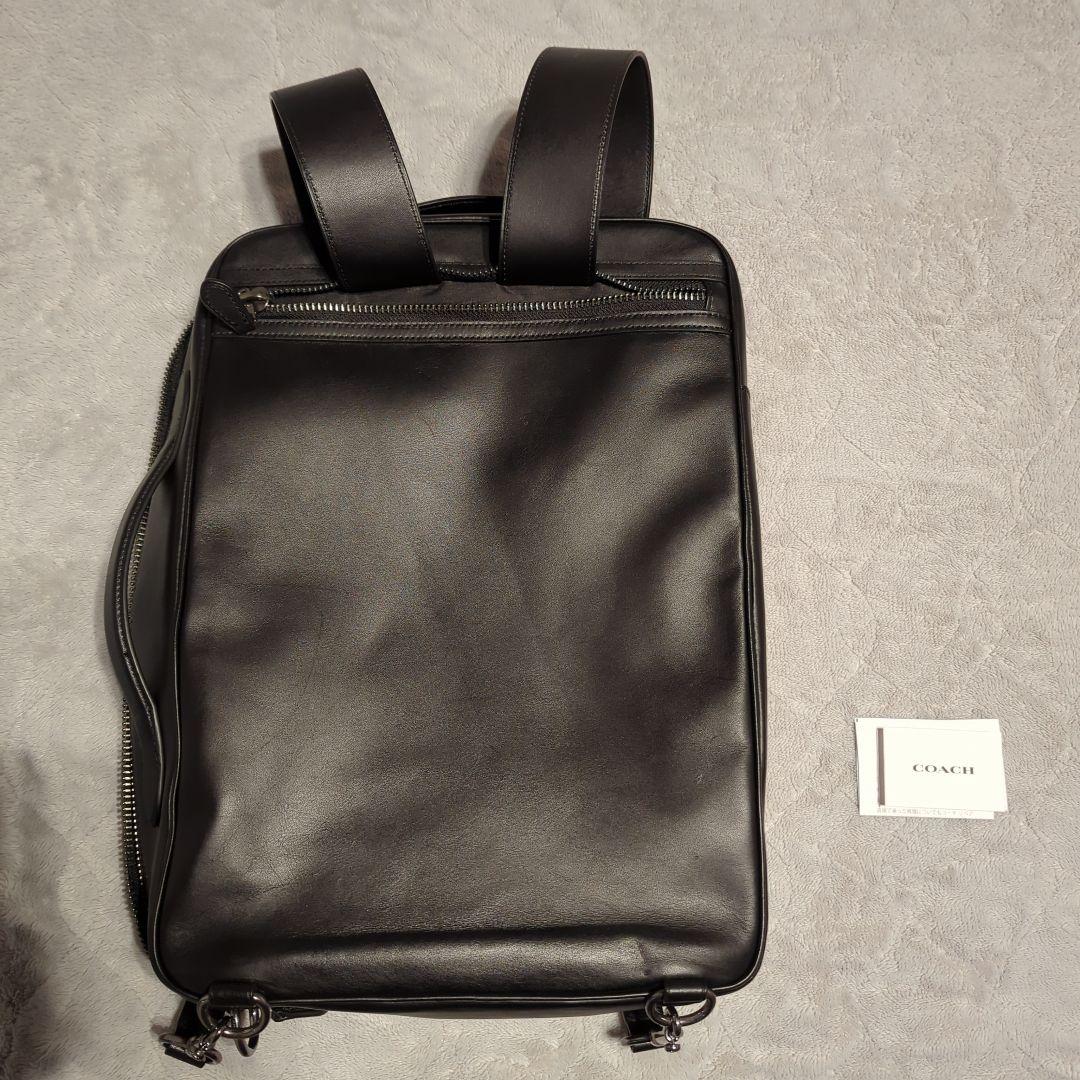 使用回数5日】COACH ブラック レザービジネスバッグ リュック紐収納可