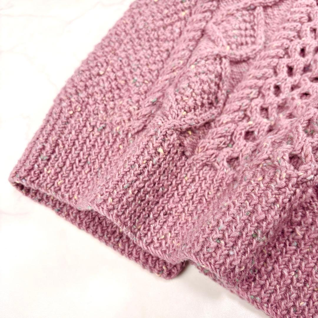 アテナデザイン アランニット カーディガン ミックスカラー 胡桃ボタン