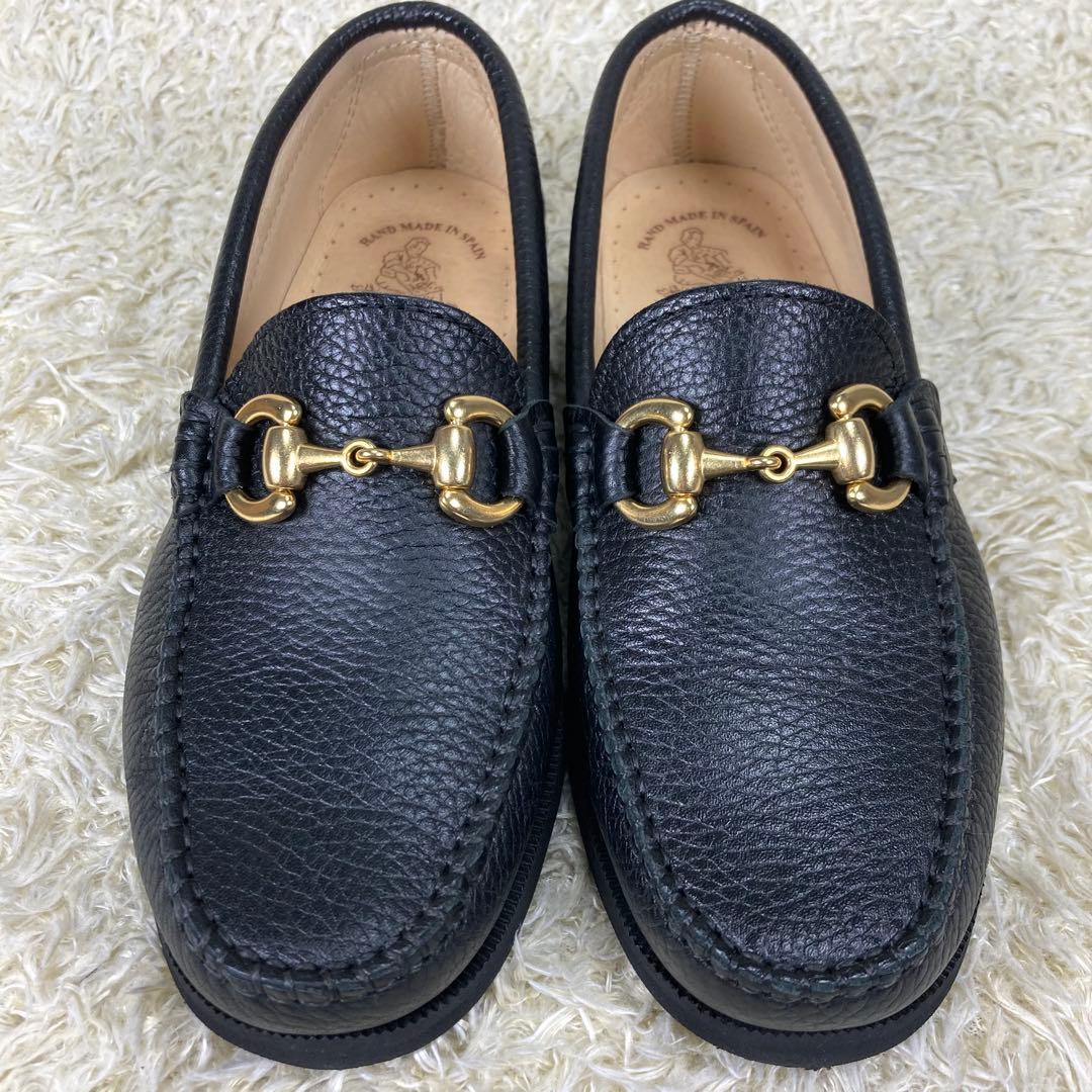 未使用級』アルテサノス ビットローファー シボ革 ブラック