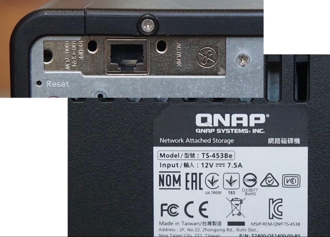 QNAP TS-453Be NAS 2.5GbE(2.5GBase-T)増設済み