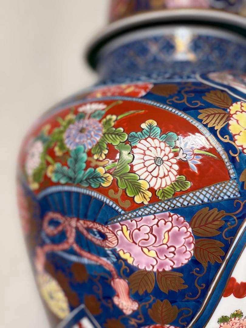 T18 豪華 有田焼 染錦「夢右衛門」沈香壺 高さ118㎝ 伊万里焼