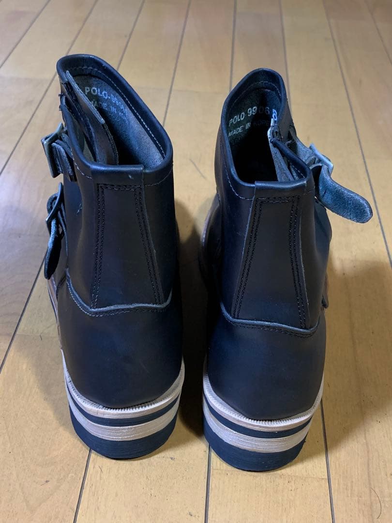 サンタバーバラ ポロ&ラケットクラブ 本革 エンジニアブーツ 黒 us8