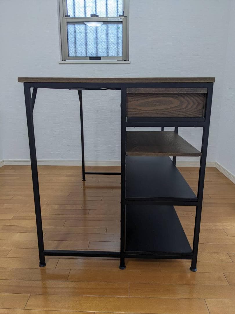 クレイモ アイランドカウンターテーブル ブラウン 引き出し収納付き