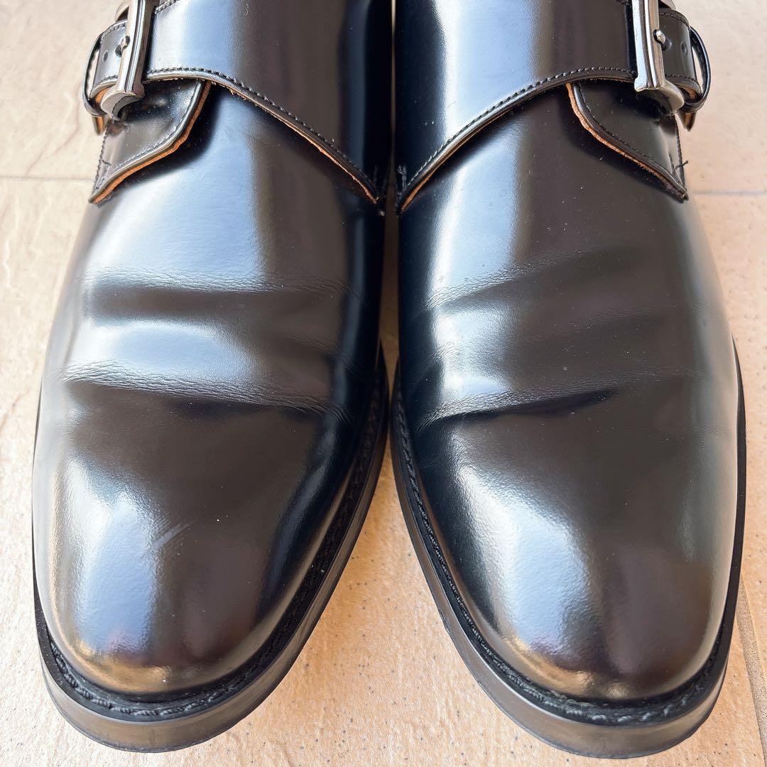 リーガルレザーシューズストレートチップモンクストラップバックル黒