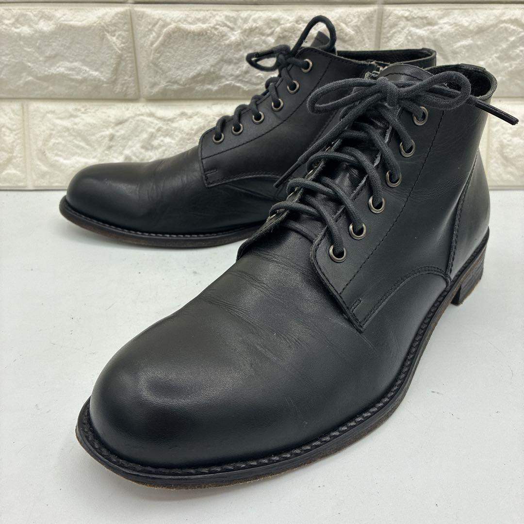 【良品】パドローネ レースアップブーツ サイドジップ 41 ブラック レザー PADRONE（パドローネ） サイズ交換初回片道送料無料 サイドジップ