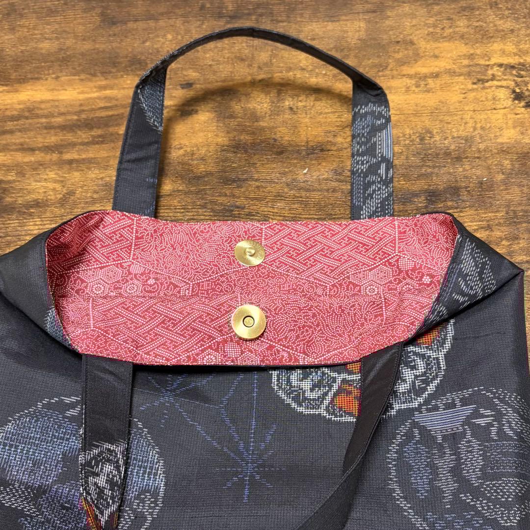D-830再販 ハンドメイド 大島紬 着物リメイク 和柄 トートバッグ