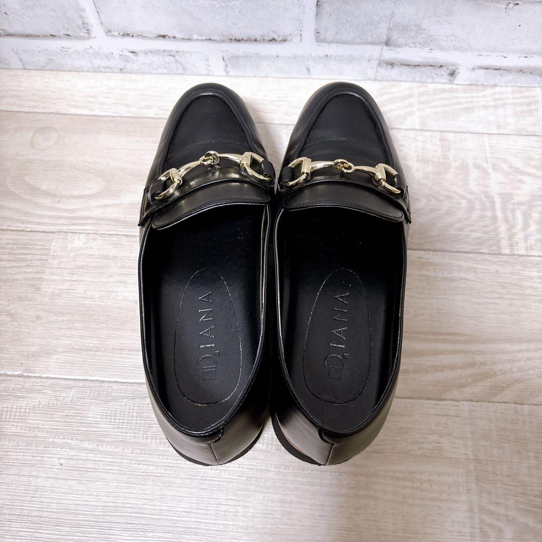 DIANA】 ダイアナ （23cm） ビットローファー 厚底 革靴 ブラック