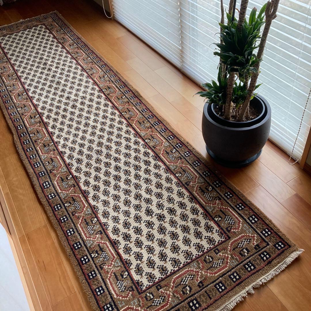 ヴィンテージラグ　トライバルラグ　インド　ランナー ヴィンテージ トライバル ラグ 90cm×30cm ネイビー : giftgiftgift