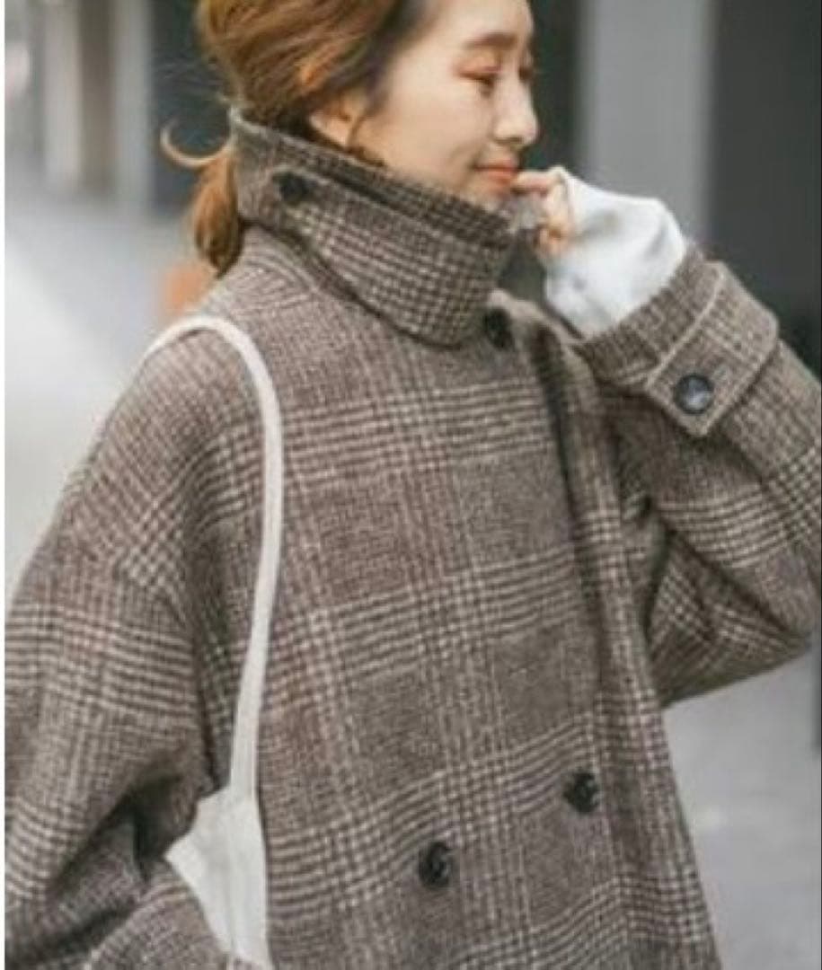 北川景子着用＊スピック＆スパン＊Wスライバーチェックハーフコート