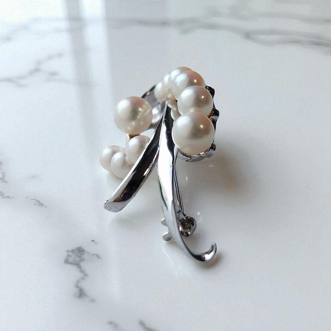 美品✨️ミキモト パールブローチ あこや真珠 10粒 MS刻印 シルバー