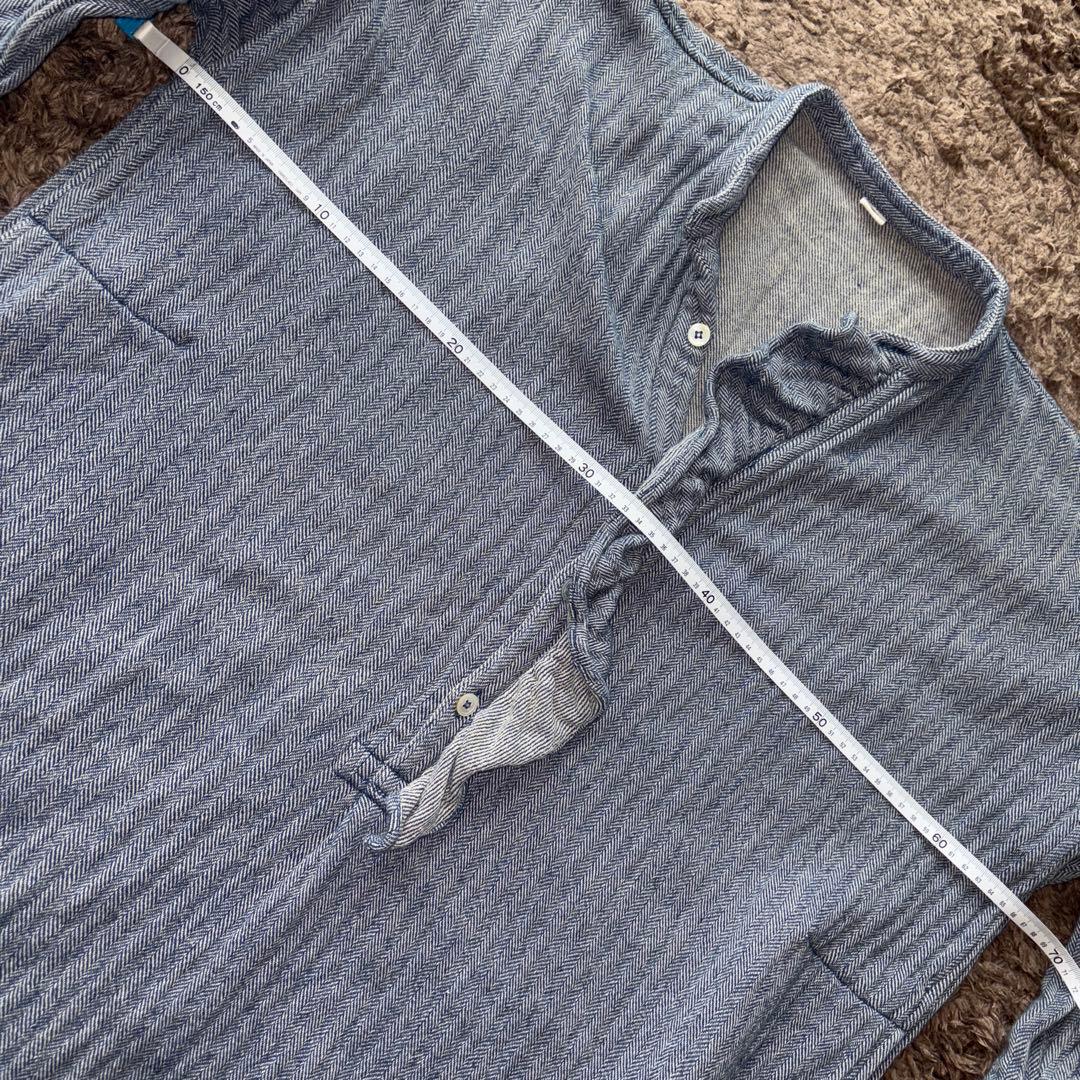 45r ONEONE いろいろデニムのフリルチュニック（インディゴ）