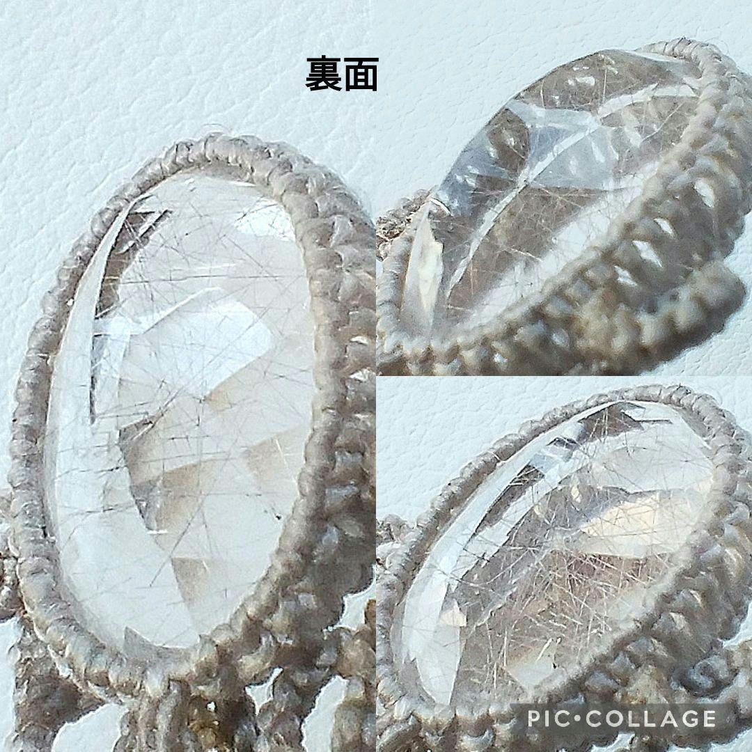 まつこ様専用】ルチルクォーツ＆アイオライトのマクラメ編みネックレス