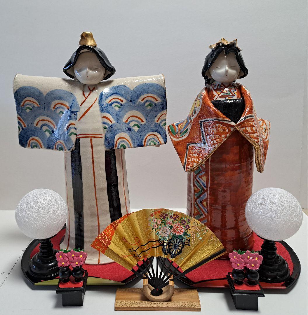 k-⑤ 九谷焼 ひな人形 葉月朋子作 立ち雛大