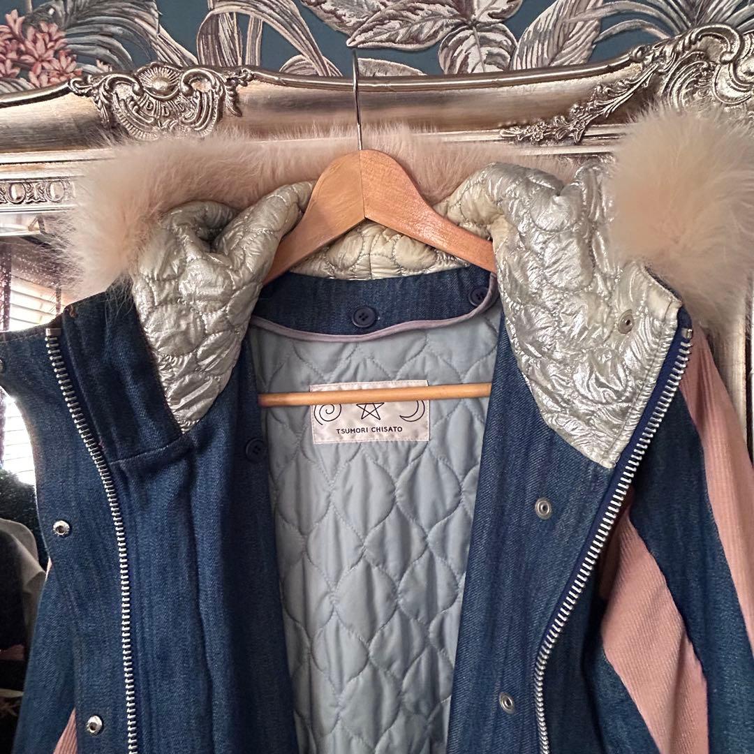 美品】ツモリチサト モッズコート デニム✖️コーデュロイ ファー付き