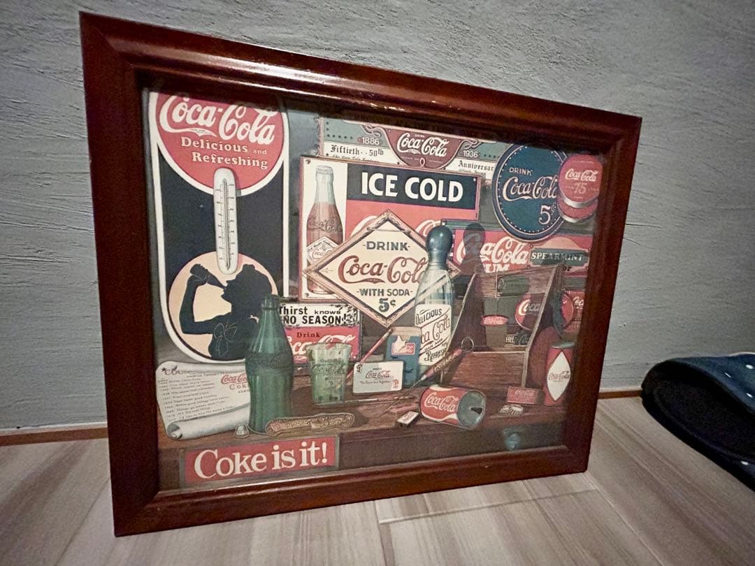 超貴重！　ビンテージ　'80s　Coca-Cola　コカコーラ　パブミラー 大型ビンテージ パブミラー Coca-Cola ヴィンテージ広告 壁掛けアート