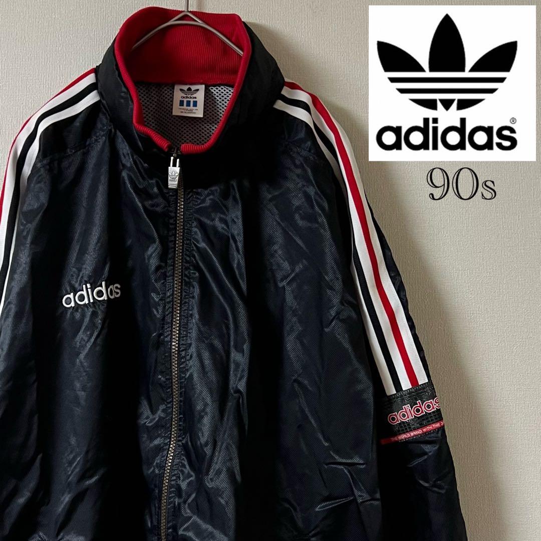 90s adidas（アディダス）ナイロンジャケット/ブラック/デサント社製