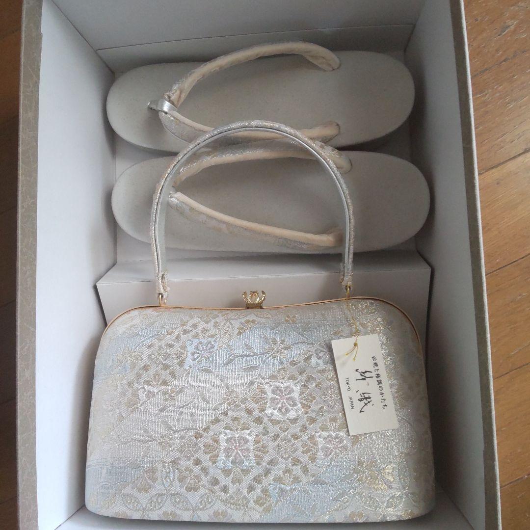 草履 バッグ セット 紗織 Lサイズ シルバー系 草履バッグセット 紗織 高級 留袖 訪問着 フォーマル 礼装 銀 シルバー