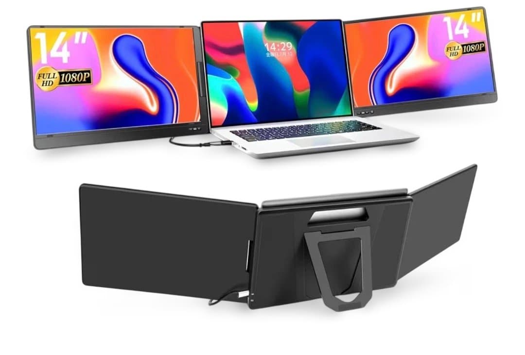 デュアルポータブルモニター（トリプルモニタータイプ） Amazon.co.jp: CNBANAN デュアル モバイルモニター トリプルポータブル