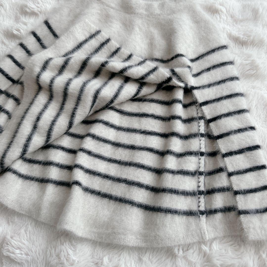 ビアズリー☆ ファーニットポンチョ フォックス カシミヤ ボーダー