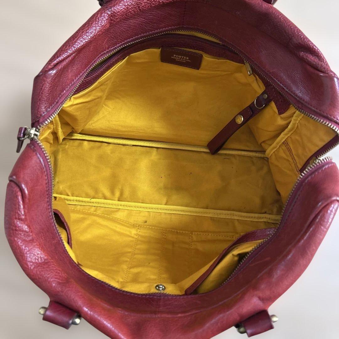ポーター プリュム PORTER PRIME ボストンバッグ レア 赤 革