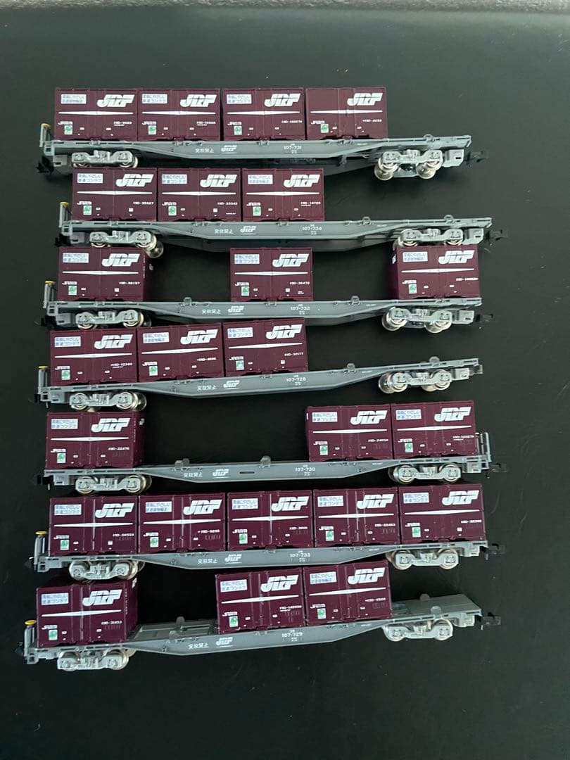 【手摺壊れ修復済】Nゲージ　コキ100、101、107 19両　コンテナまとめ