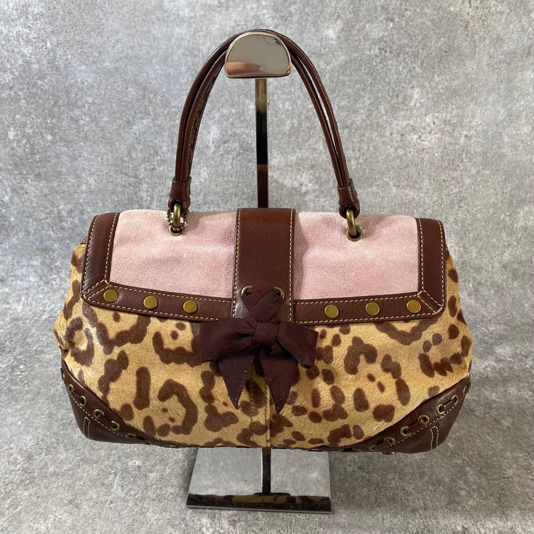 極美品 COACH ソーホー トート ワンショルダーバッグ レオパード