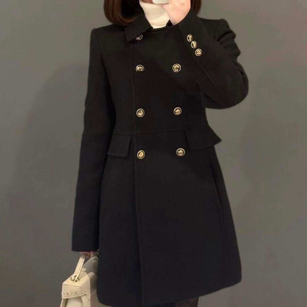 ZARA ウール混紡ショート丈ダブルブレストコート L