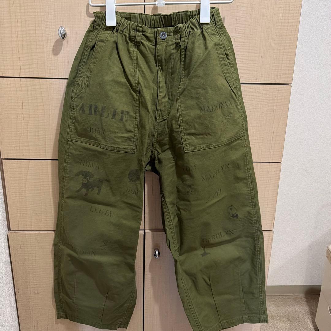 デニムアンドダンガリー らくがき カーゴパンツ カーキ 02 MINEDENIM - Denim Wide Cargo PS （KHA） / デニム ワイド カーゴ
