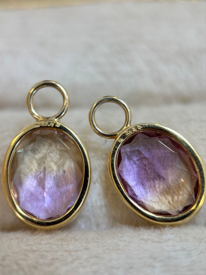 アメトリン ピアスチャームk18YG