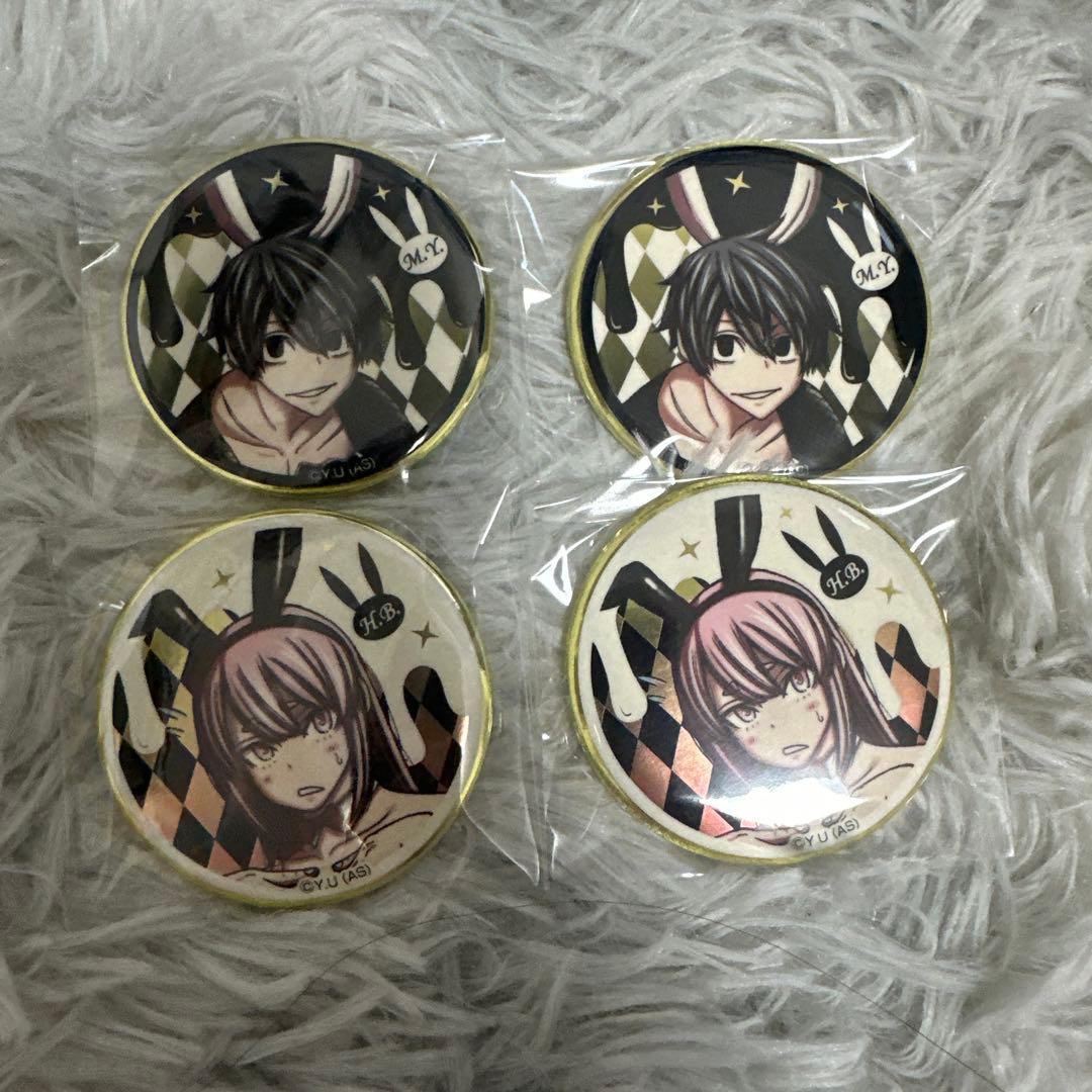 桃源暗鬼 淀川真澄 屏風ヶ浦帆稀 バニー 缶バッジ メディコス ゴールド