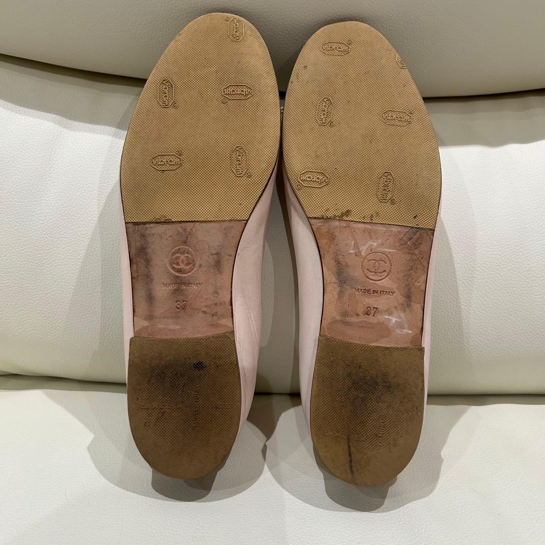 CHANEL ピンク　ゴールド　バレリーナ　バレエシューズ 37 23.5cm