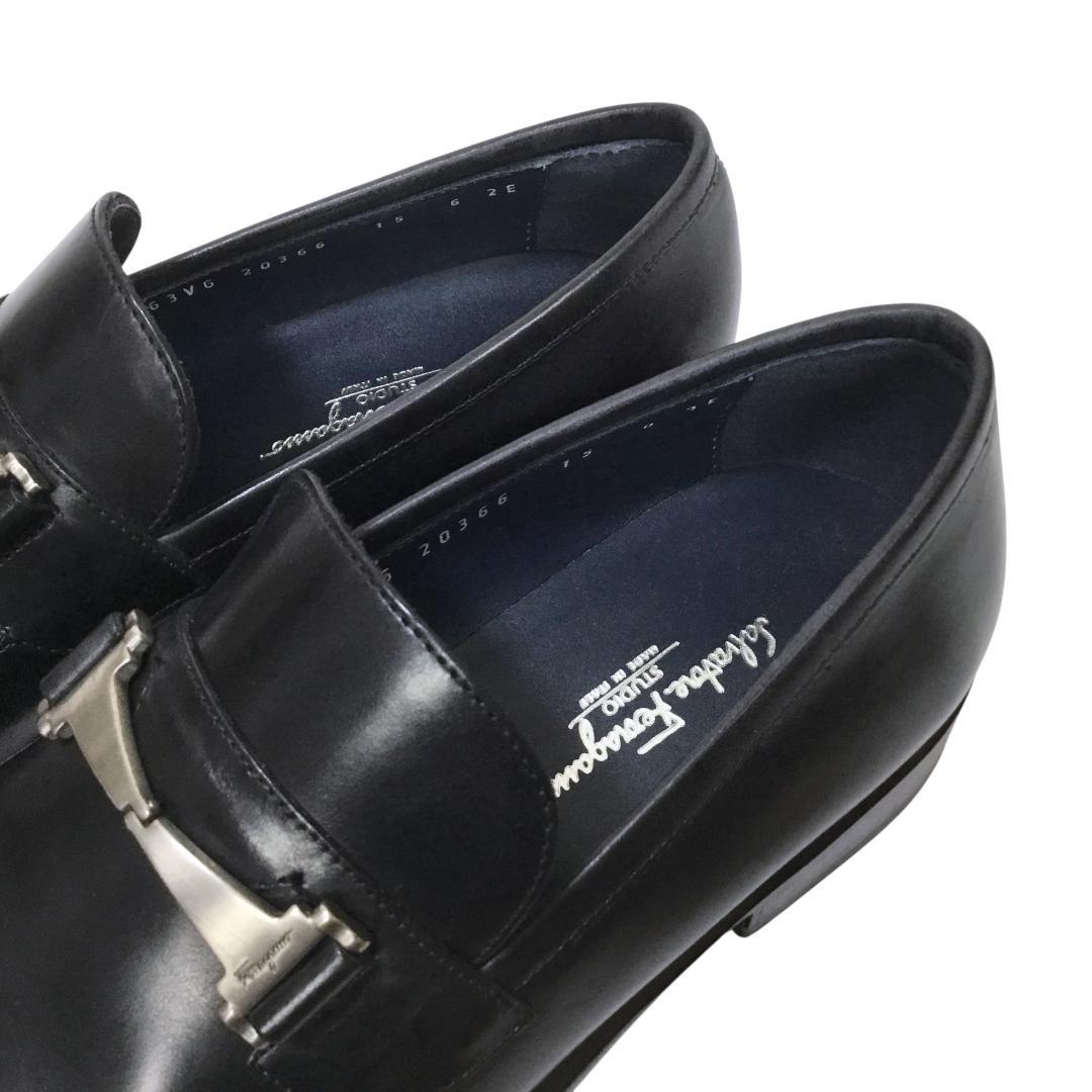 新品 フェラガモ ビットローファー 6EE ブラック STUDIO イタリア製