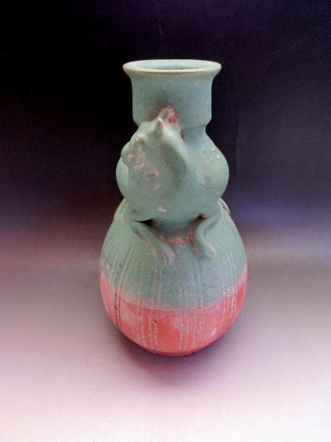 花瓶□唐物馬乗箆目青釉瓶 古い花器 花入 古玩 中国